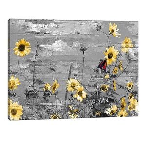 Retro Flower Canvas Wall Art, Ready to Hang - 12x16 inch